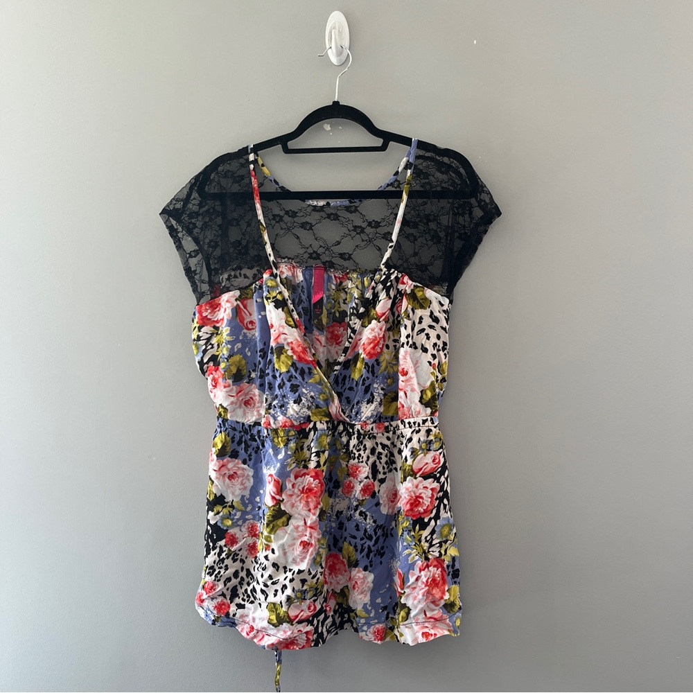 Pure Energy Womens Floral Print Blouse Lace Shoulder Size 22/24